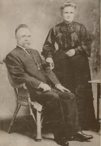 Emily Melvin (nee Partridge) with her husband Stephen Gillespie Melvin, probably c1906-1910.