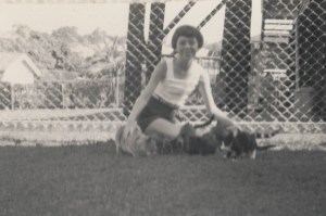 Pauleen and cats c1960