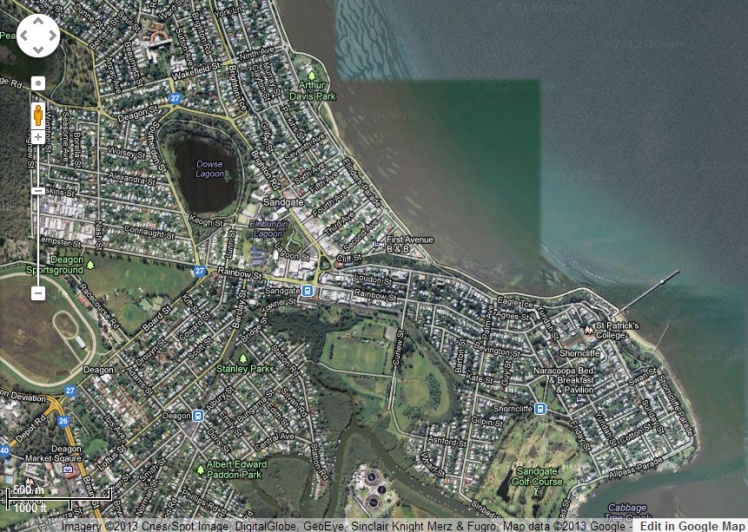 Google map of Shorncliffe and Sandgate.
