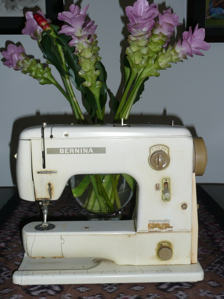 Poor Ms Bernina, she's looking a bit tired and needed some flowers to cheer her up.
