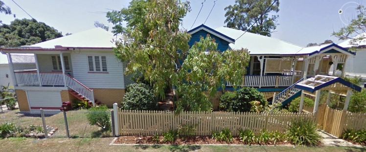 Image from Google Earth, street view: my parents' (left) and grandparents' (right) houses.