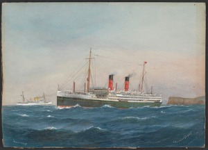 The Aorangi: my SGM sailed on its maiden voyage. Painting by Gregory, C. Dickson . Image from State Library of Victoria http://trove.nla.gov.au/version/182145878