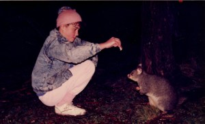 Bec and possum Snowy