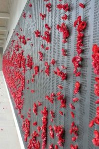 One of the memorial walls at the Australian War Memorial.