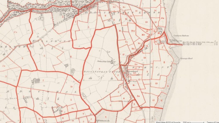 The Griffith Valuation Map 1853 for Ardamine parish, from Ask About Ireland. http://griffiths.askaboutireland.ie/