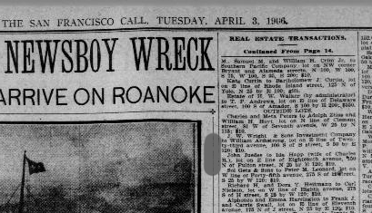 San Francisco Call, 3 April 1906, page 11. <http://chroniclingamerica.loc.gov/lccn/sn85066387/1906-04-03/ed-1/seq-11/