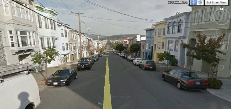 This is 18th Avenue, San Francisco, very near numbers 770 and 778. Prepared with Google Earth Street View.