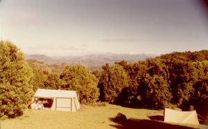 The caption on this says "our firs camping weekend, Lamington NP, Anzac weekend 1985". Both tents are ours.