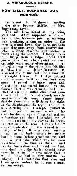 A MIRACULOUS' ESCAPE. (1918, August 6). Darling Downs Gazette (Qld. : http://nla.gov.au/nla.news-article183226447