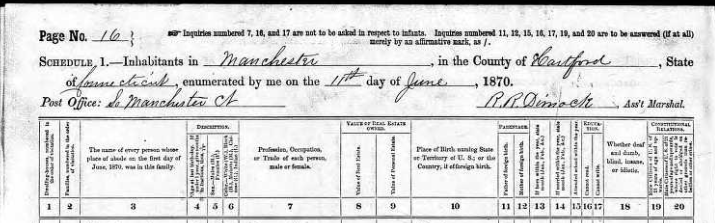1870 census REDDAN and ROACH