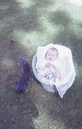 Louisa in basket and Pedro Nth Goroka 1972