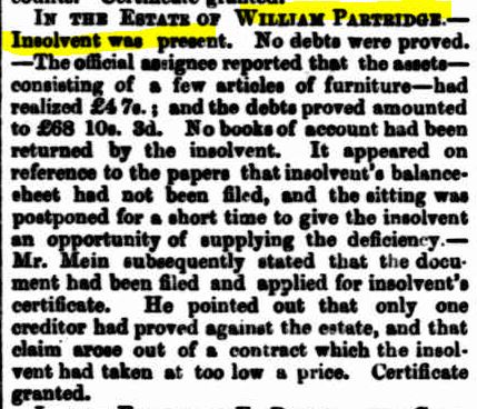 Partridge insolvency 1873
