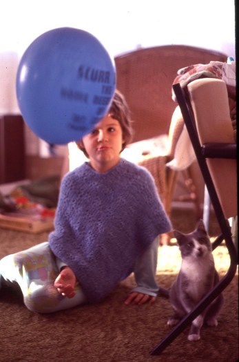 Louisa with Socks and Balloon 1978 Xmas