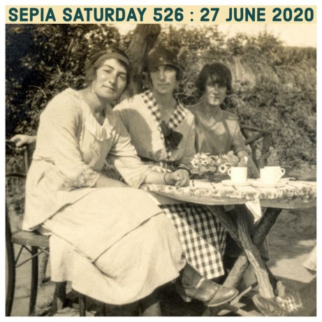 Three Girls Taking Tea : SEpia Saturday 526