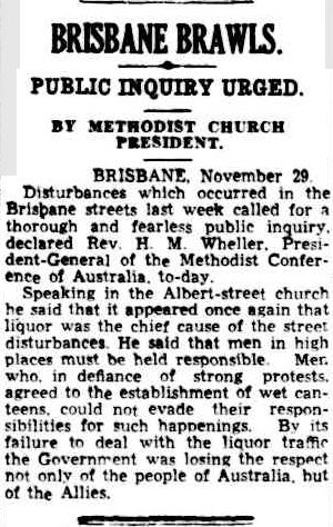 Brisbane brawls Cairns Post 30 Nov 1942 p4